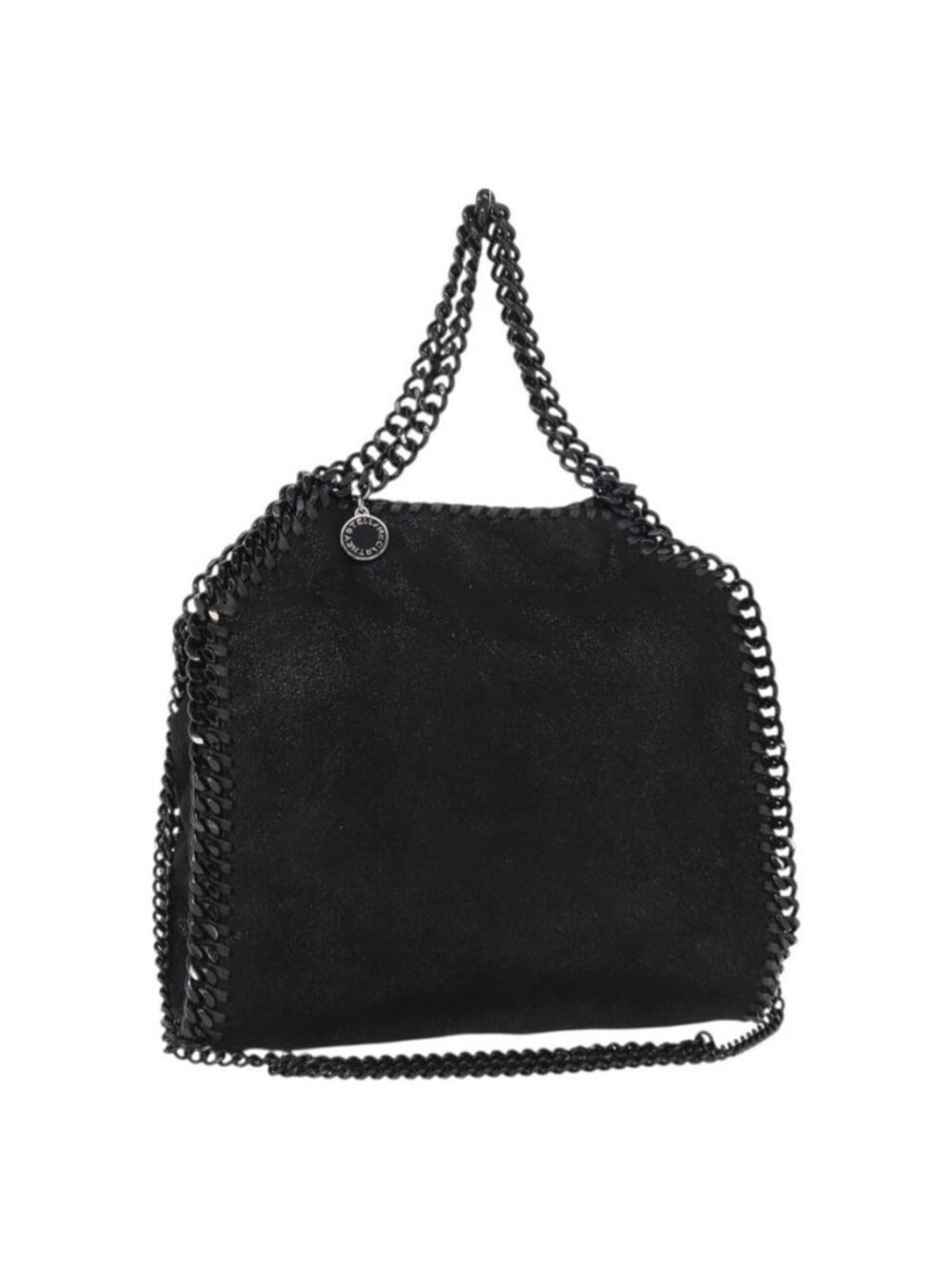 Authentic Stella MacCartney Chain Falabella Bag polyester Black Silver 371223